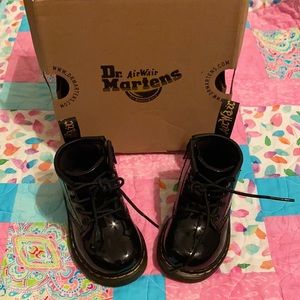 Dr. Martens Black Patent Kids AirWair boots US 4 Baby